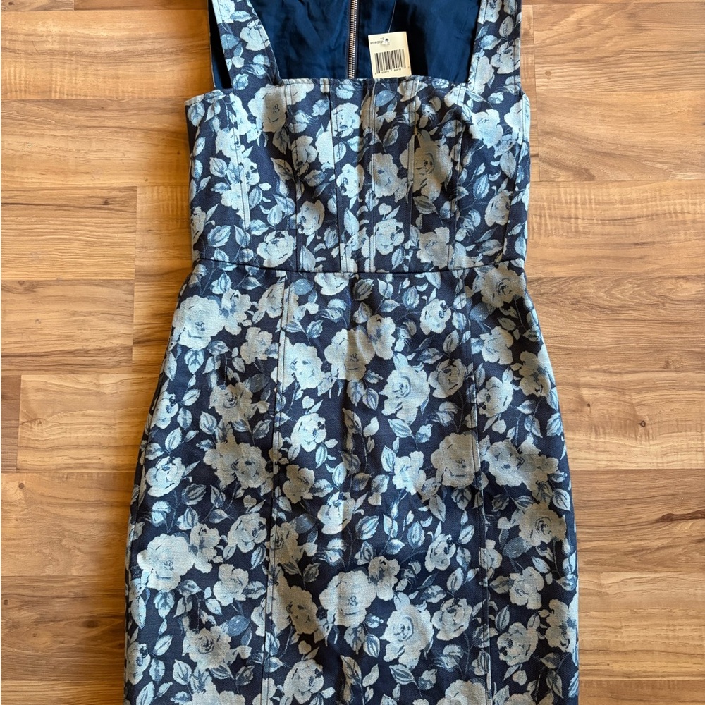 GUESS Navy Blue Floral Corset Mini Dress Size Small NWT